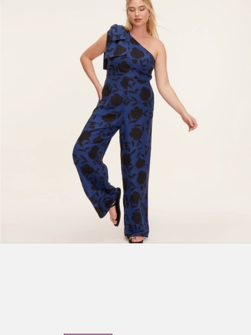kate spade One-Shoulder Navy and Black Floral Jumpsuit
